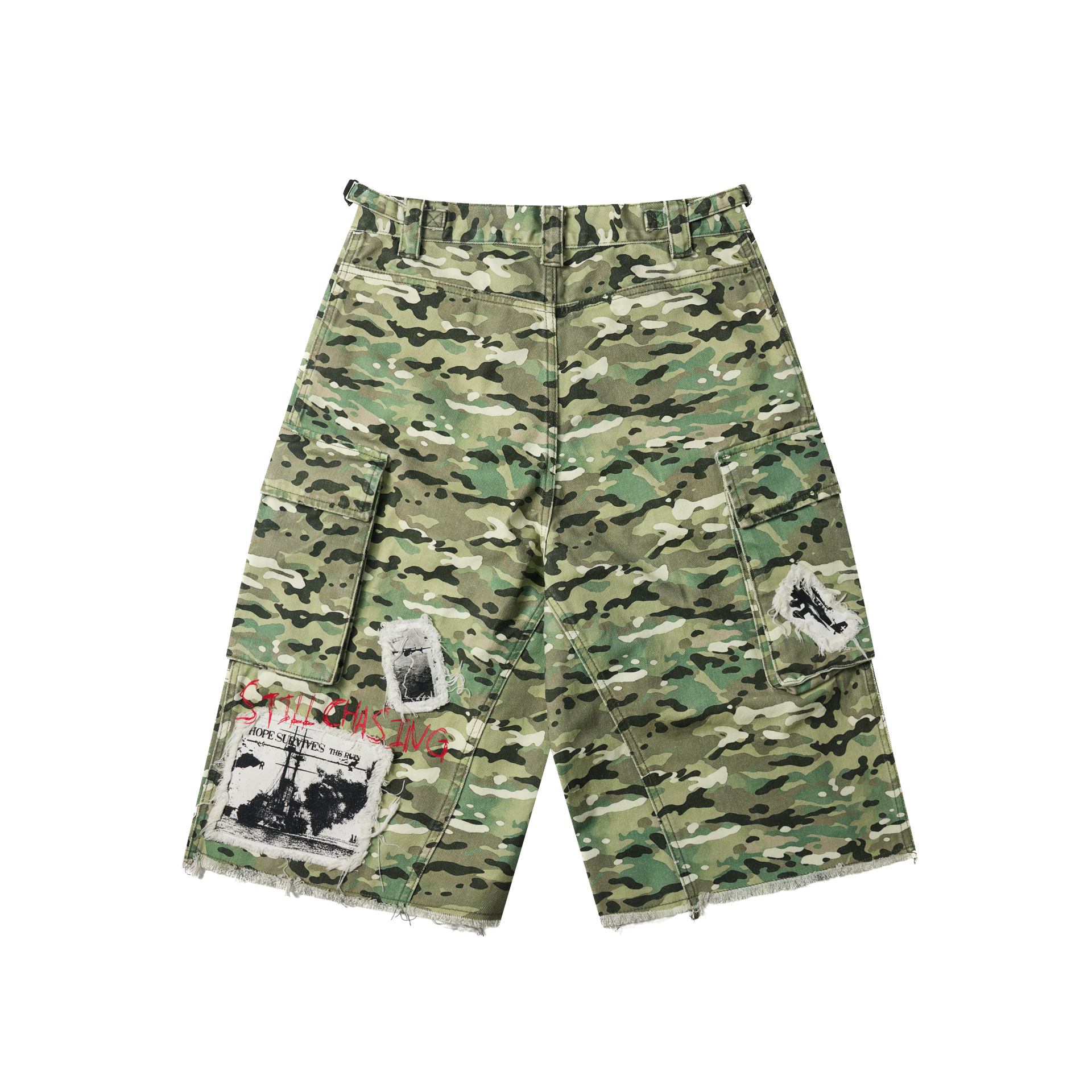 Patchwork Camo Cargo Jorts