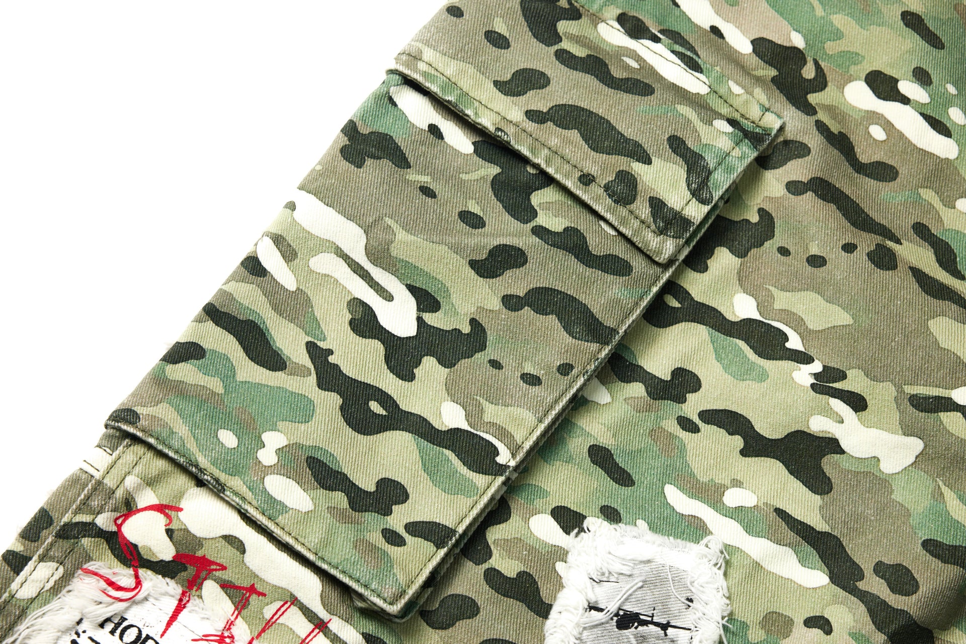 Patchwork Camo Cargo Jorts
