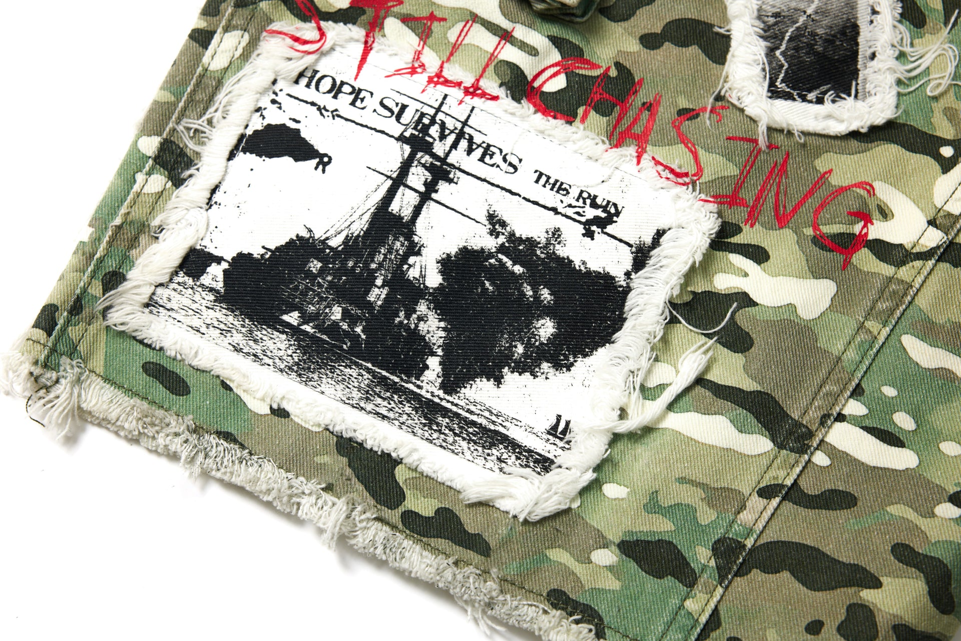Patchwork Camo Cargo Jorts