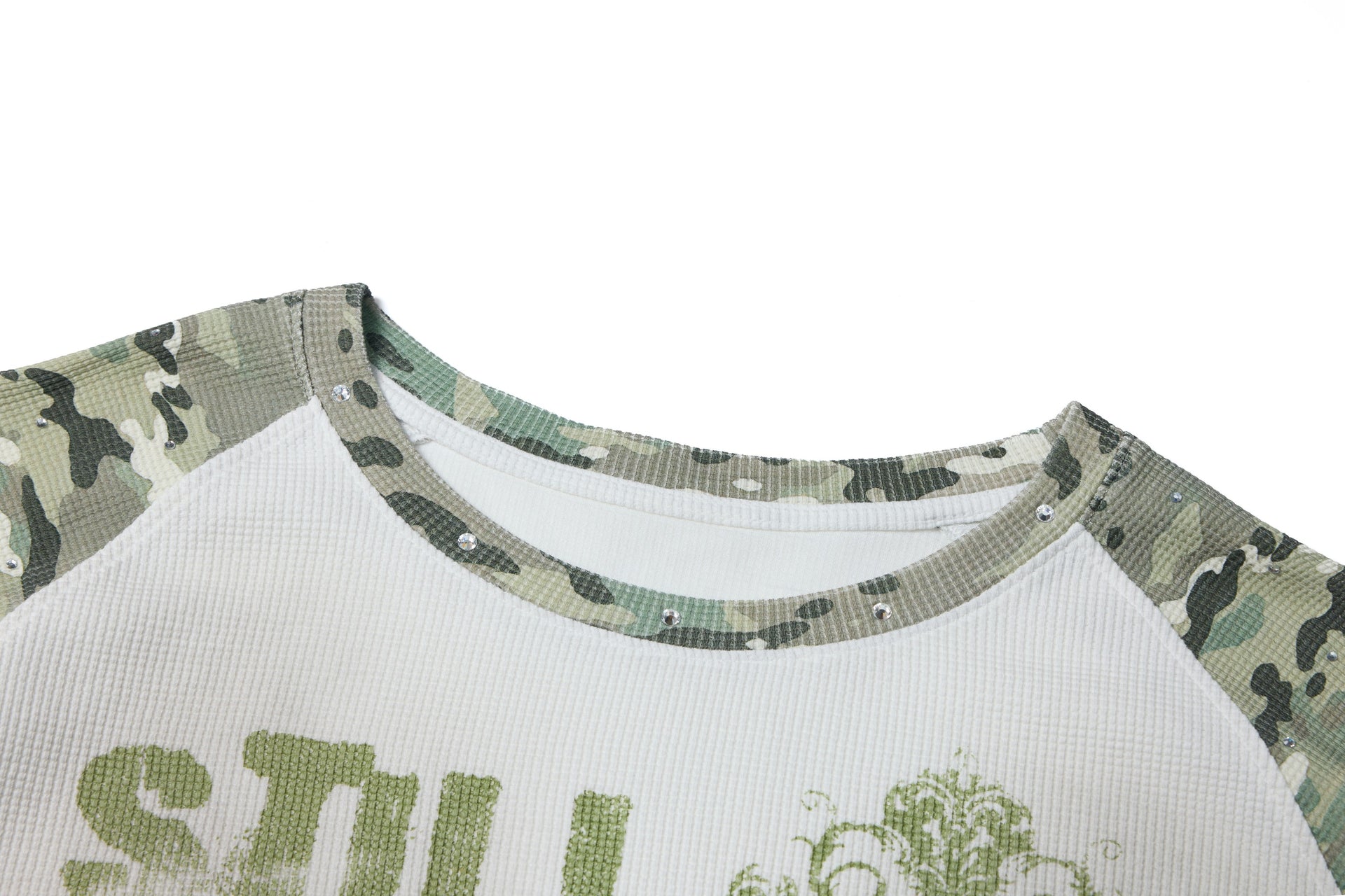 Camo Raglan Graphic Waffle Long Sleeve