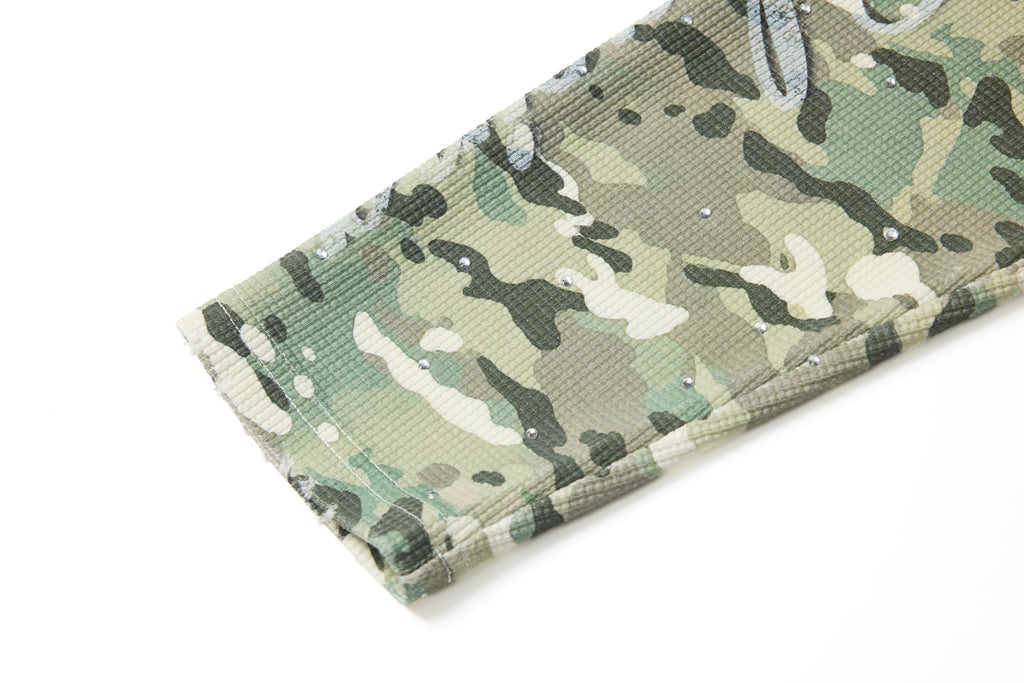Camo Raglan Graphic Waffle Long Sleeve