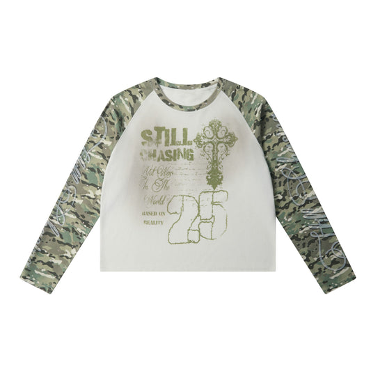 Camo Raglan Graphic Waffle Long Sleeve
