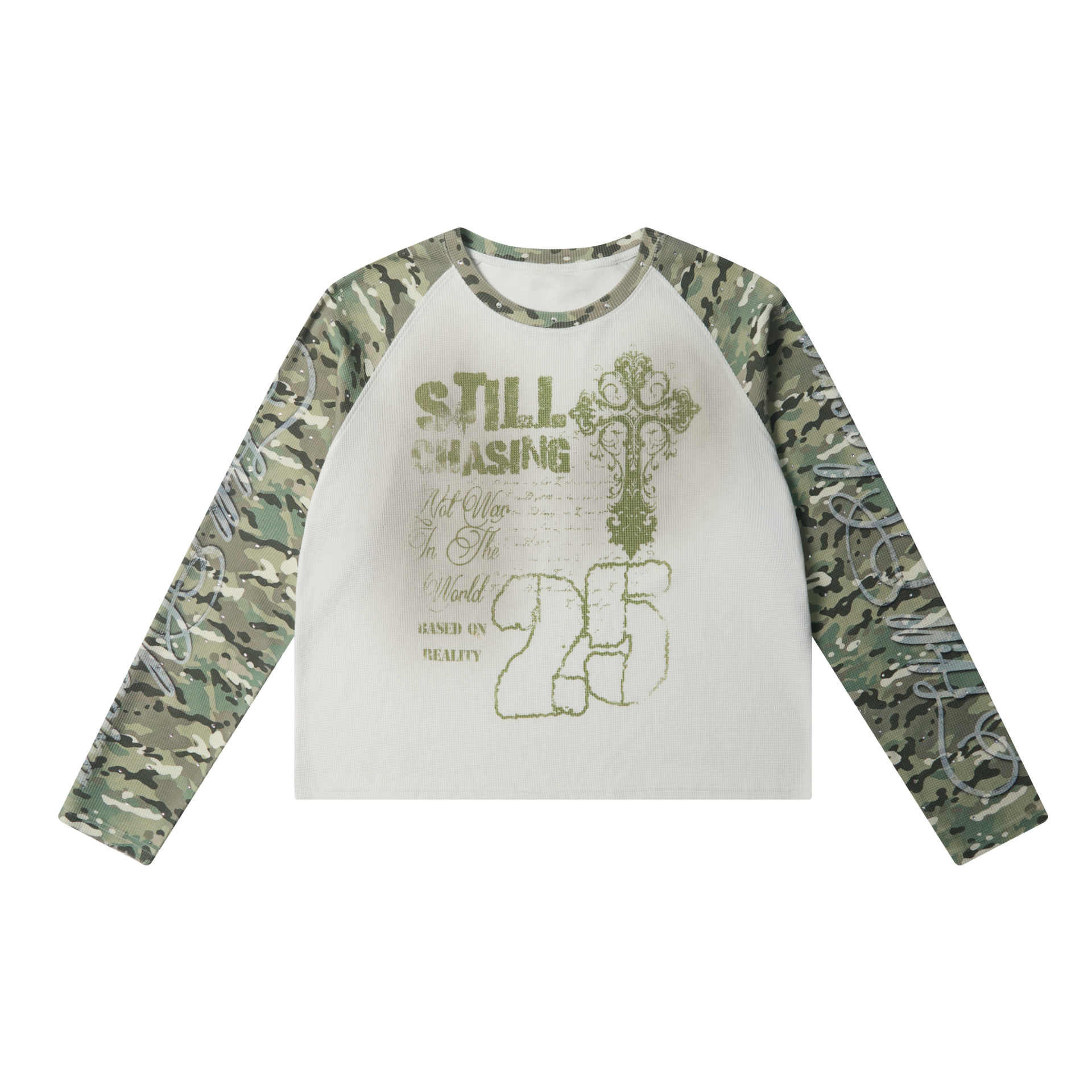 Camo Raglan Graphic Waffle Long Sleeve