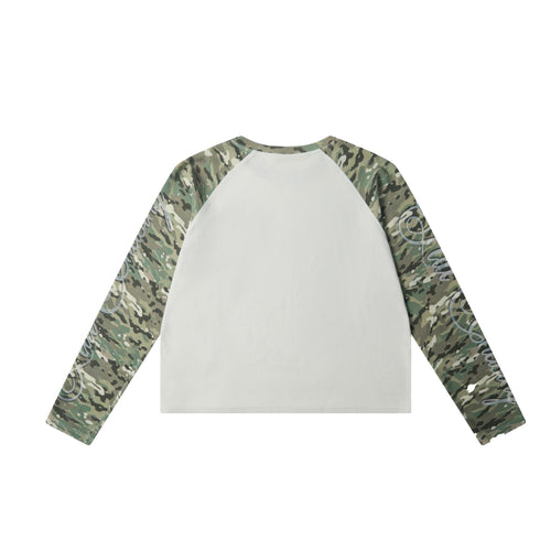 Camo Raglan Graphic Waffle Long Sleeve