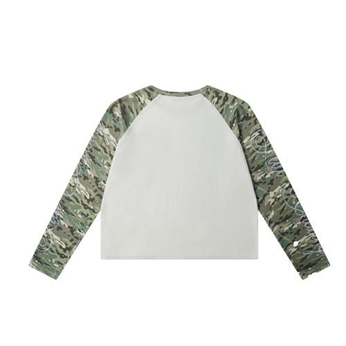 Camo Raglan Graphic Waffle Long Sleeve