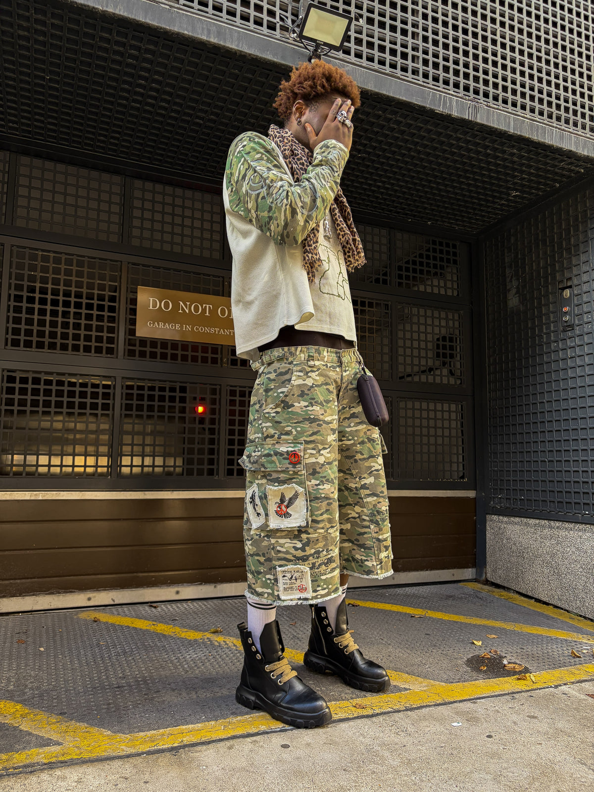 Camo Raglan Graphic Waffle Long Sleeve