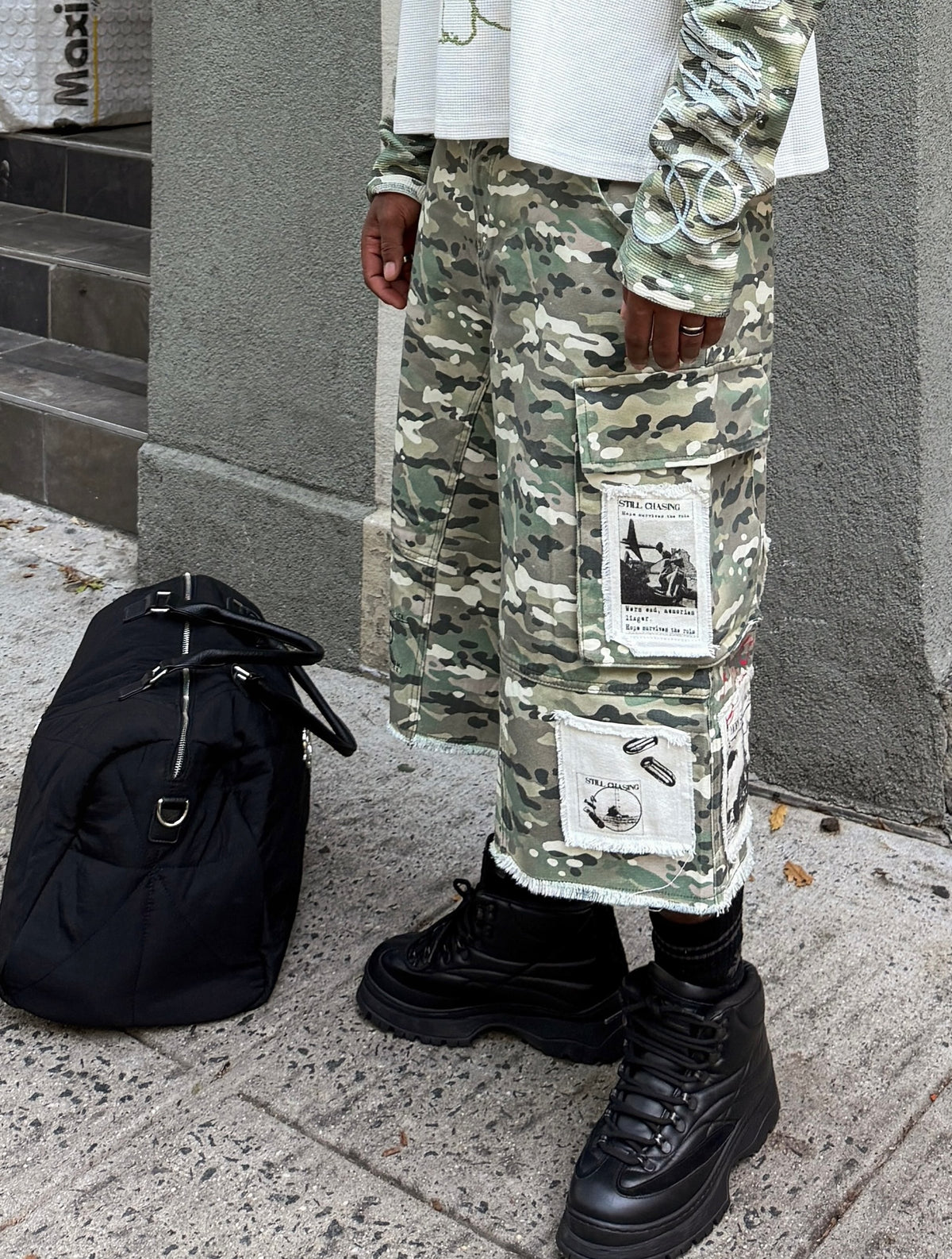 Patchwork Camo Cargo Jorts